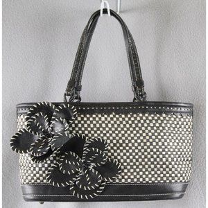 RARE Isabella Fiore VTG Small Classic Black & White Woven Designer Handbag ANB